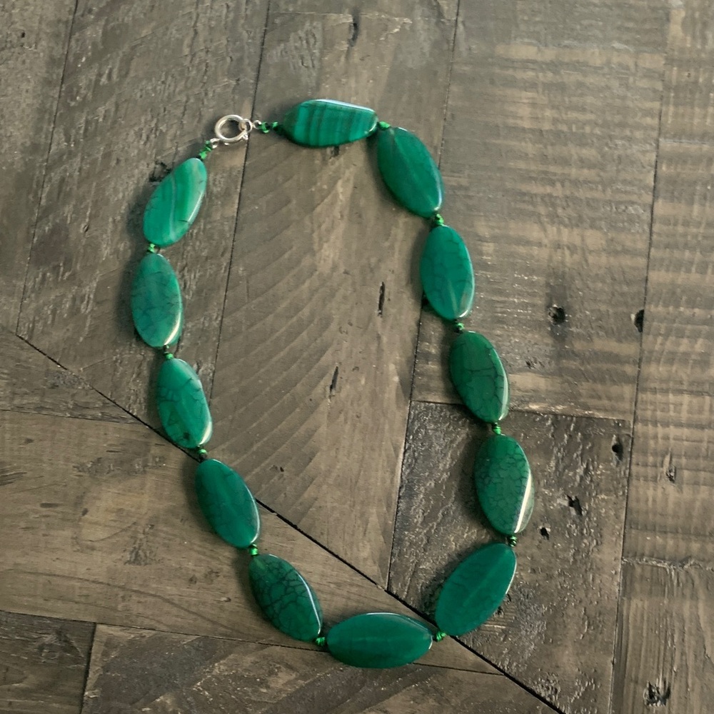 Dark Green Stone Statement Necklace